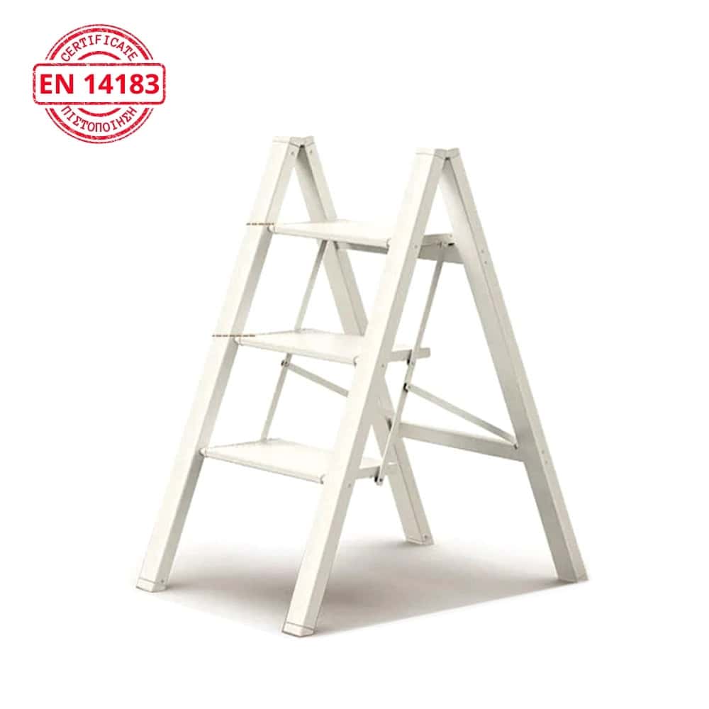 EN 131 (1) Σκαλοσκαμπό Αλουμινίου Λευκό 2/3 Σκαλοπατιών VERITAS - Image 1