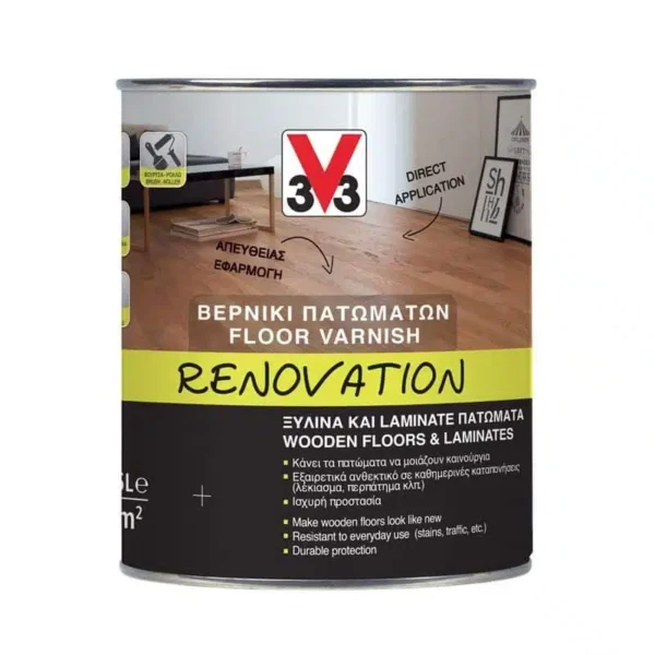 3V3 Renovation Βερνίκι Δαπέδου Βάσης Νερού Διάφανο Ματ 750ml