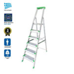 Σκάλα Αλουμινίου με Εργαλειοθήκη και Φαρδιά Σκαλοπάτια ATLANTIS PLUS 4+1/5+1 Σκαλοπατιών ΠΑΝΚΩΣΚΑΛ - Image 2